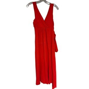 Victorias Secret Bra Tops‎ Red Empire Waist Midi Dress Surplice V-Neck Small